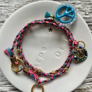 Bracelet / collier « la jalouse »- rose et bleu